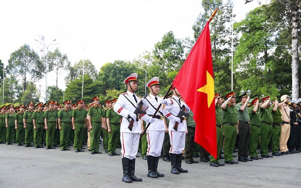 Công an tỉnh tổ chức lễ ra quân thực hiện cao điểm tấn công trấn áp tội phạm dịp cuối năm 2023. Ảnh minh họa: Trần Danh