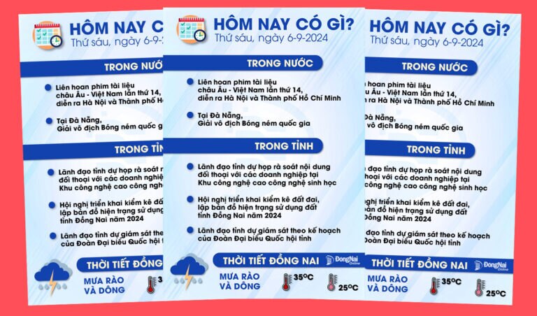 Hôm nay có gì? Ngày 6-9-2024