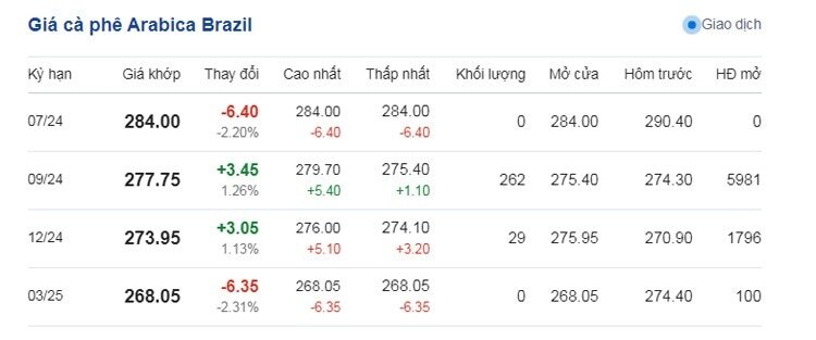 Dự báo giá cà phê ngày 28/6/2024: