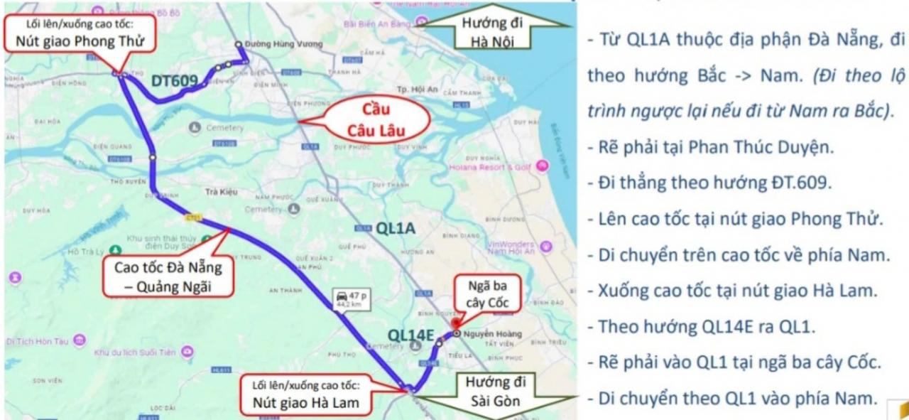 Phương án phân luồng giao thông đối với xe tải trên 5 tấn, xe khách trên 30 chỗ ngồi. Ảnh: Đơn vị TVTK