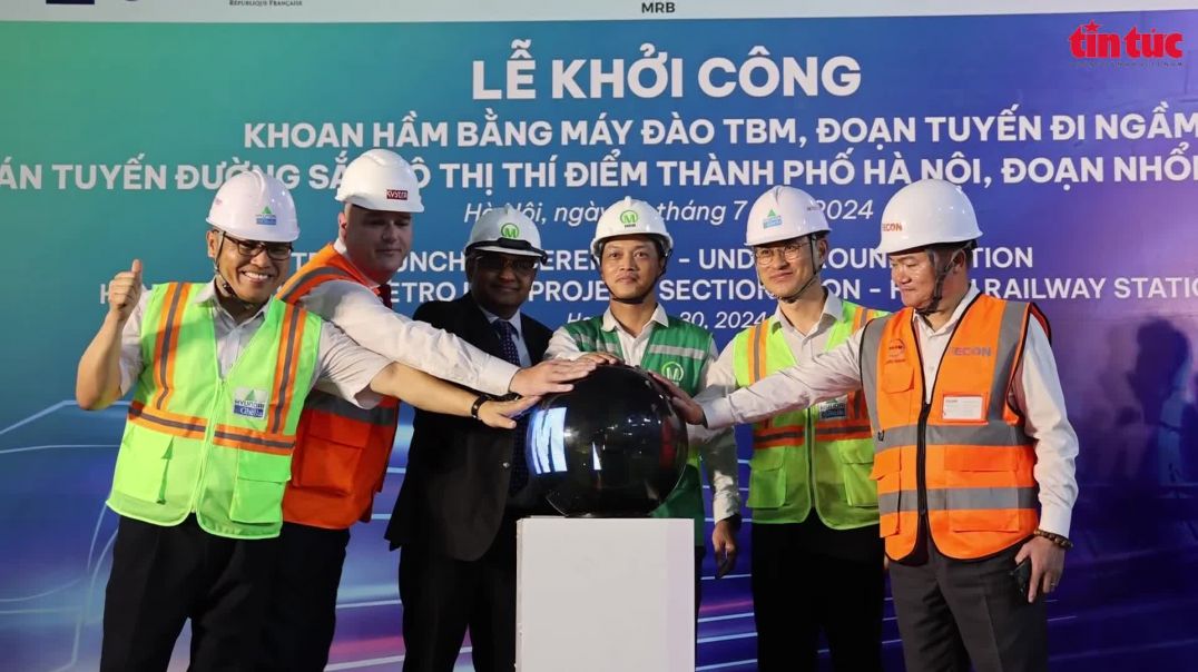 ⁣Khởi động robot TBM khoan hầm Metro Nhổn-Ga Hà Nội