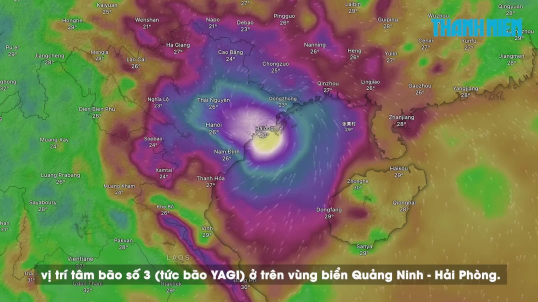 Tâm bão Yagi cách Hà Nội 200 km, 12 tiếng nữa vẫn có gió bão cực mạnh