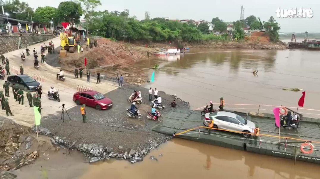 Chính thức thông xe cầu phao Phong Châu, những điều cần lưu ý khi qua cầu