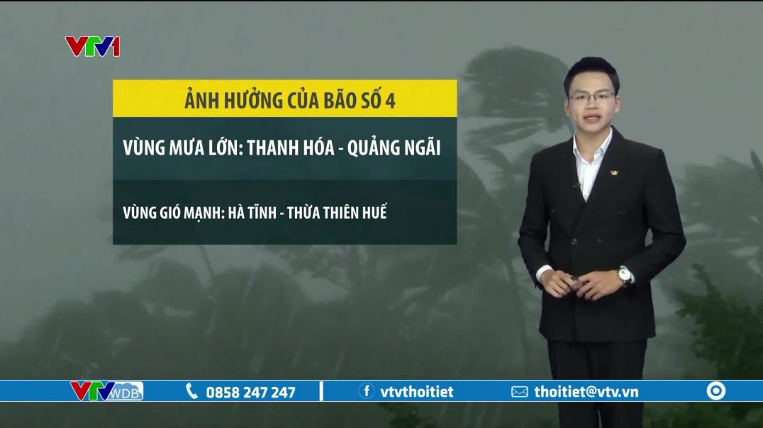 ⁣(Trực tiếp) Bão số 4 áp sát ven biển Quảng Trị