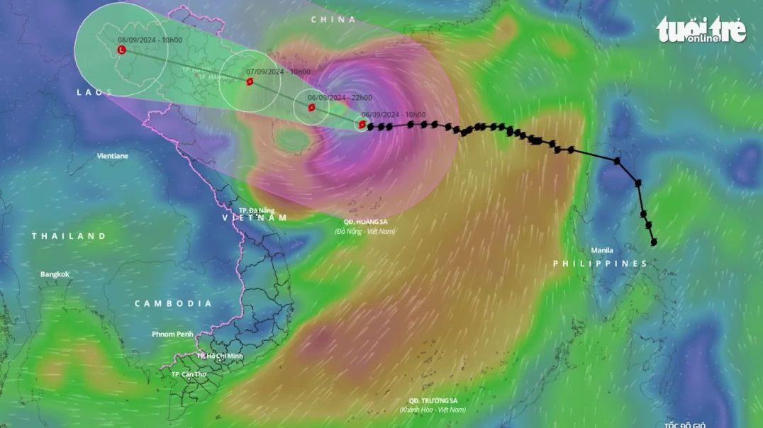 Hình ảnh vệ tinh vị trí mới của siêu bão Yagi- Cách Quảng Ninh 450km