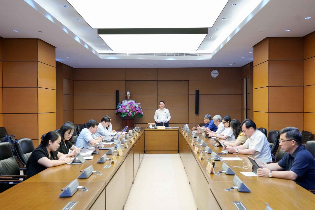 Delegierte beteiligen sich an der Diskussion in Gruppe 15. Foto: quochoi.vn