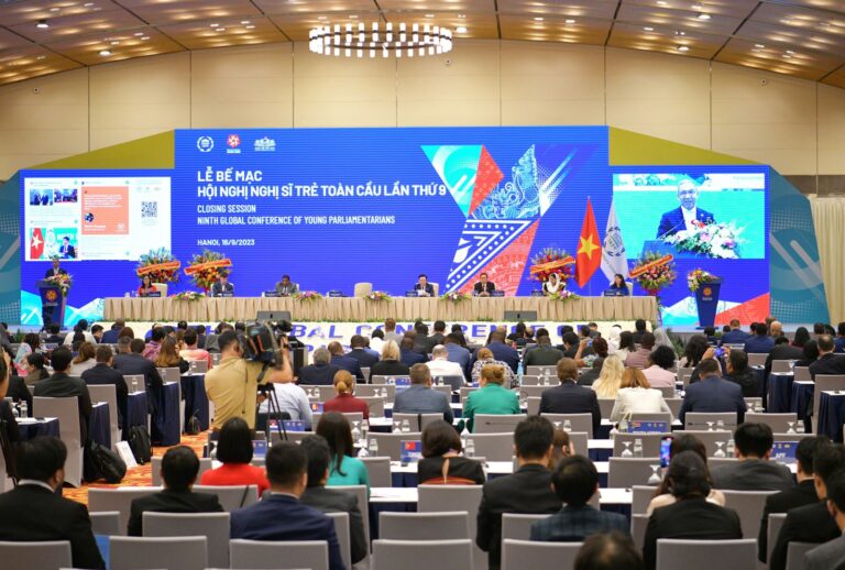 Tuyên bố Hội nghị về “Vai trò của giới trẻ trong việc thúc đẩy thực hiện các mục tiêu phát triển bền vững thông qua chuyển đổi số và đổi mới sáng tạo” thông qua tại Hội nghị Nghị sĩ trẻ toàn cầu lần thứ 9 từ ngày 14-17/9/2023 tại Hà Nội, Việt Nam