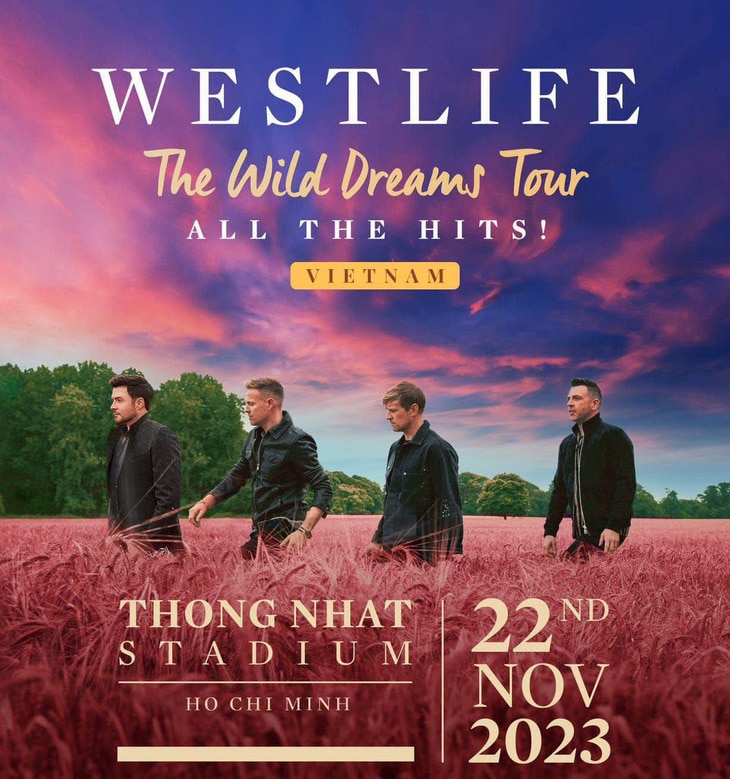 Hình ảnh từ tấm poster đêm diễn của nhóm nhạc Westlife tại Việt Nam ngày 22-11 - Ảnh: Fanpage Westlife