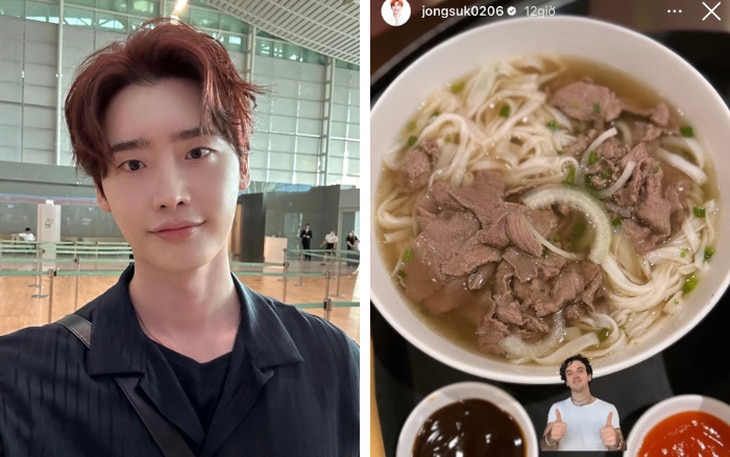 Diễn viên Lee Jong Suk ăn phở khi vừa đến Việt Nam - Ảnh: Instagram nhân vật