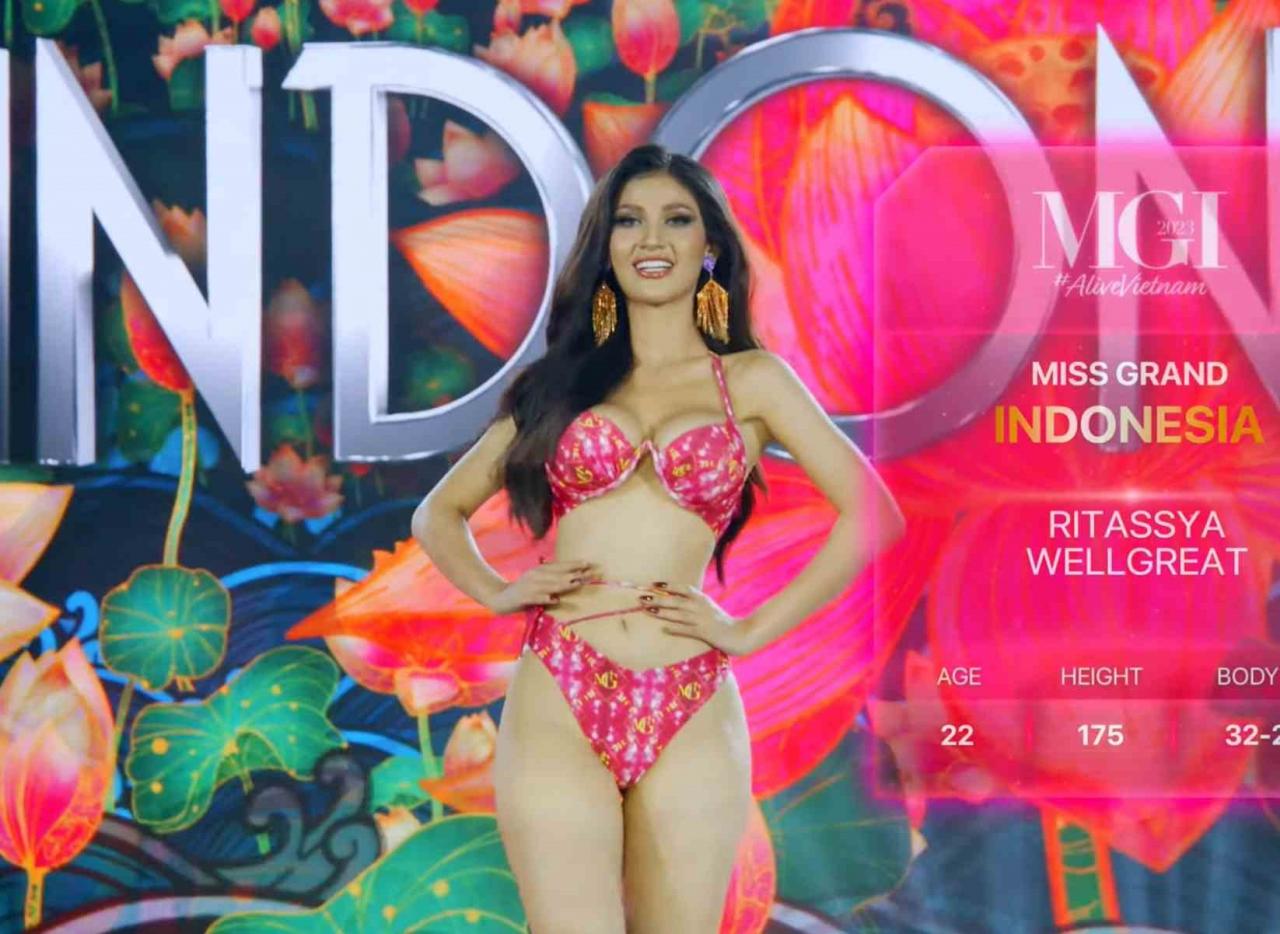 Miss Grand Indonesia khoe dáng nóng bỏng trong phần thi áo tắm. Ảnh: Ban tổ chức