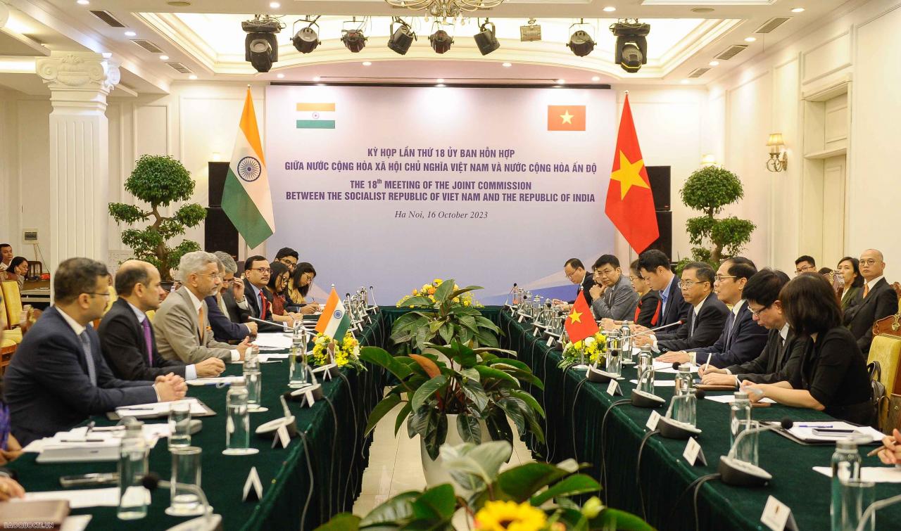 Bộ trưởng Ngoại giao Bùi Thanh Sơn và Bộ trưởng Ngoại giao S. Jaishankar đồng chủ trì kỳ họp Ủy ban hỗn hợp Việt Nam-Ấn Độ